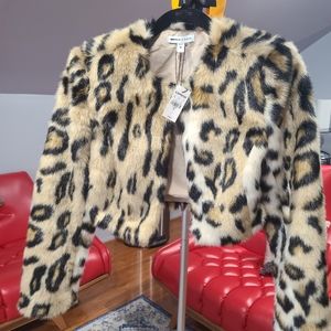 Express x Karla faux fur crop jacket NWT